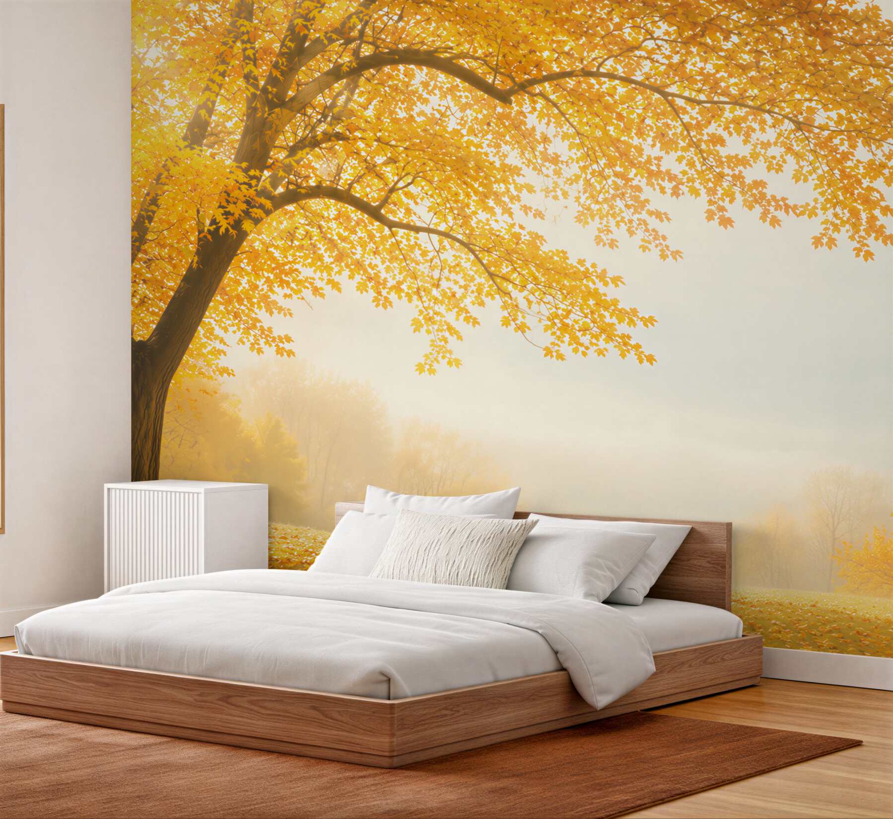 Papier peint l'automne jaune est arrivé dans la forêt