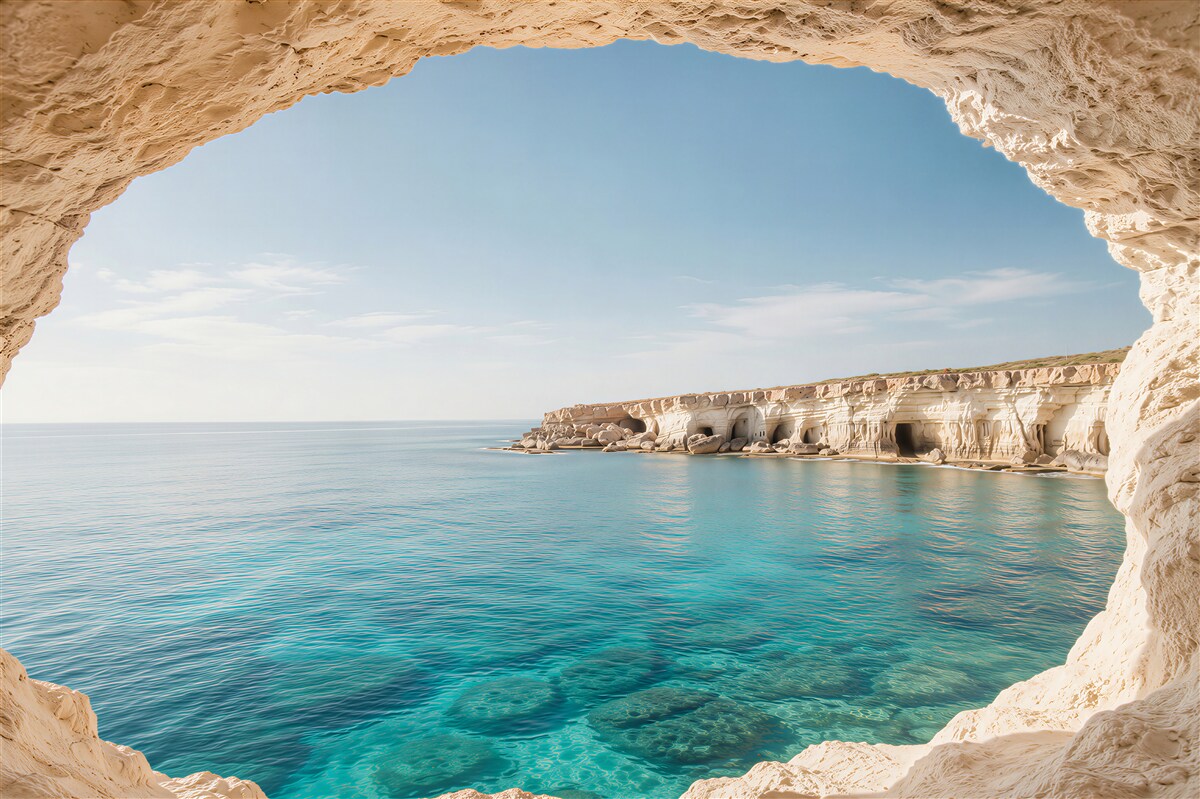 Papier peint grottes marines à Chypre