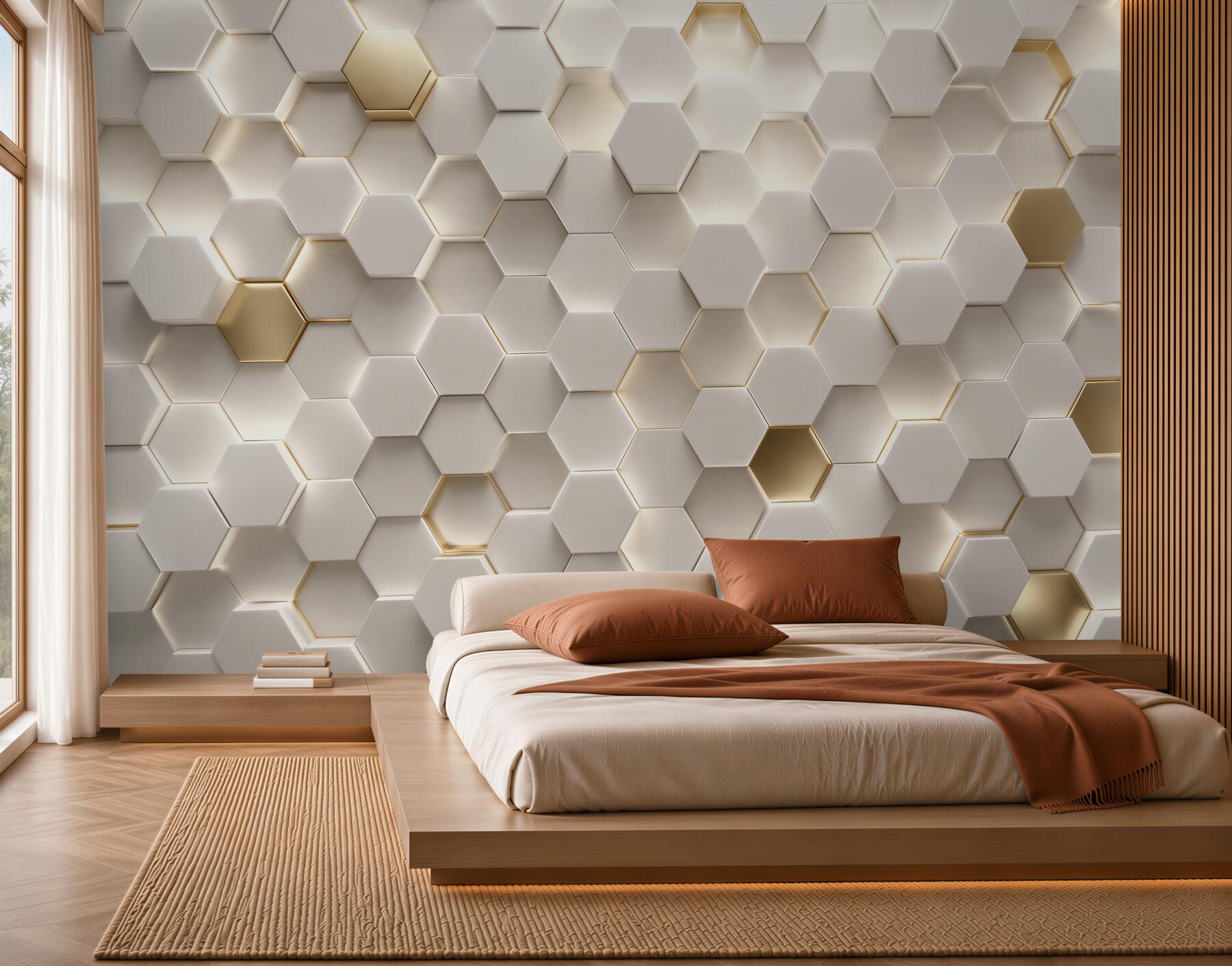 Papier peint hexagones gris