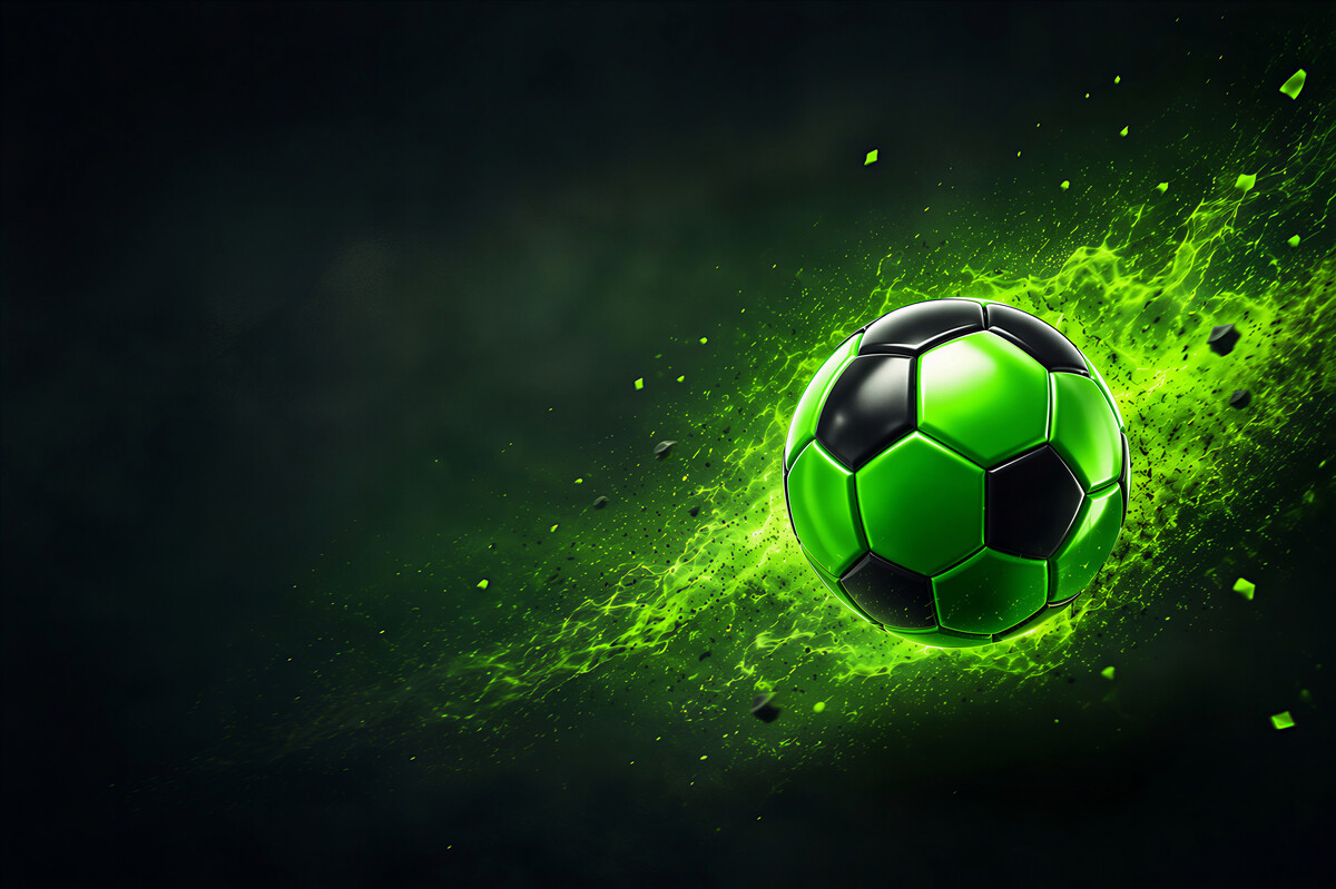 Papier peint faisceau vert brille sur le football