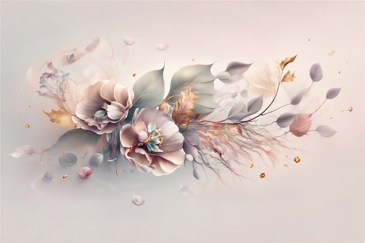 Papier peint branche de belles fleurs sur fond clair