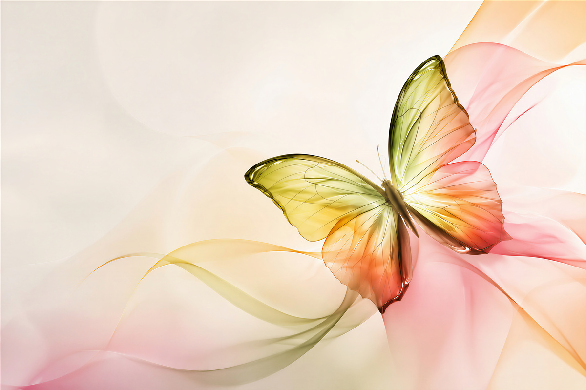Papier peint beau papillon volant