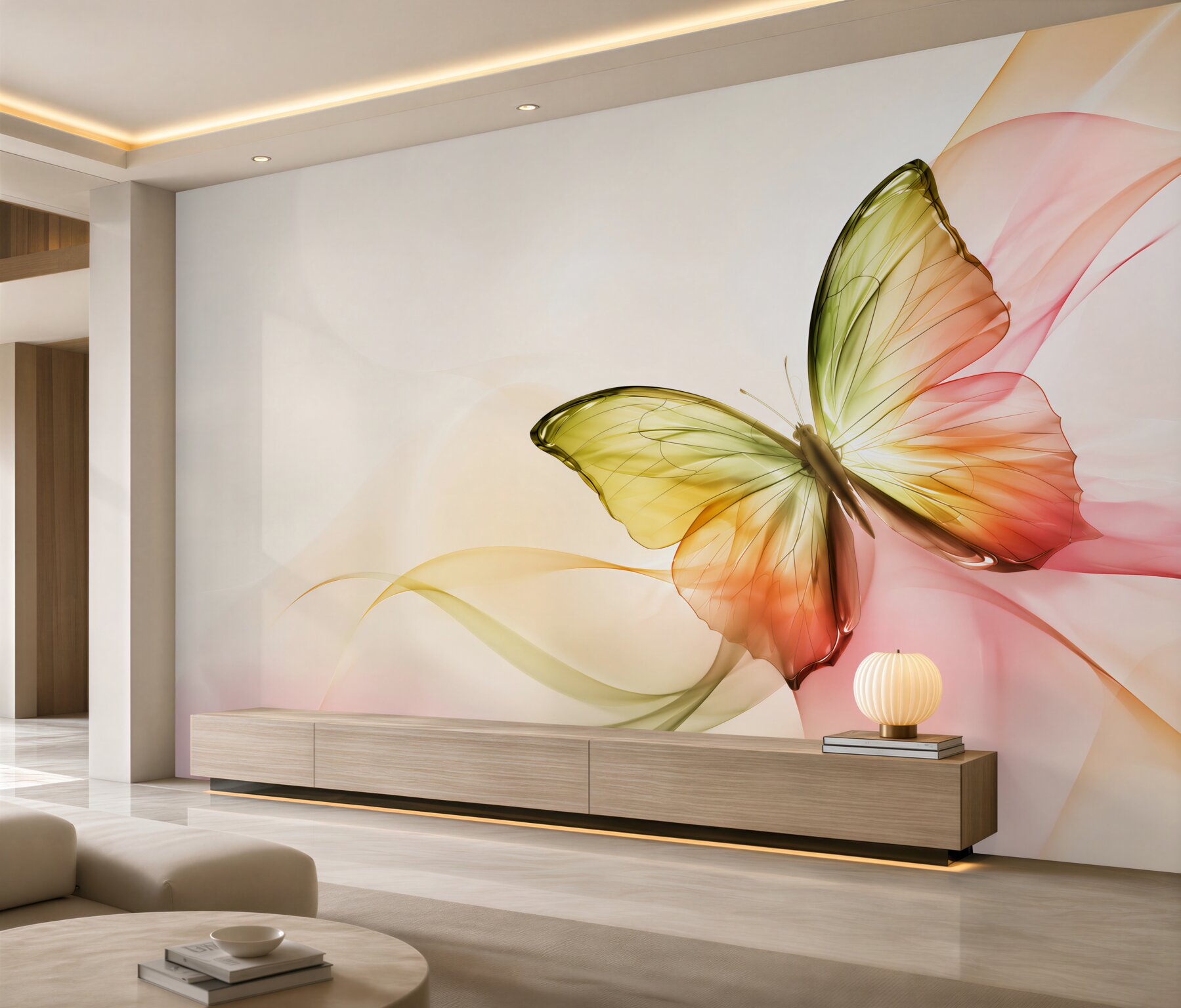 Papier peint beau papillon volant