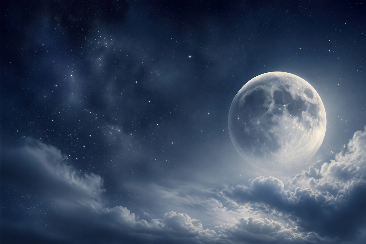 Papier peint gros plan de la lune parmi les étoiles
