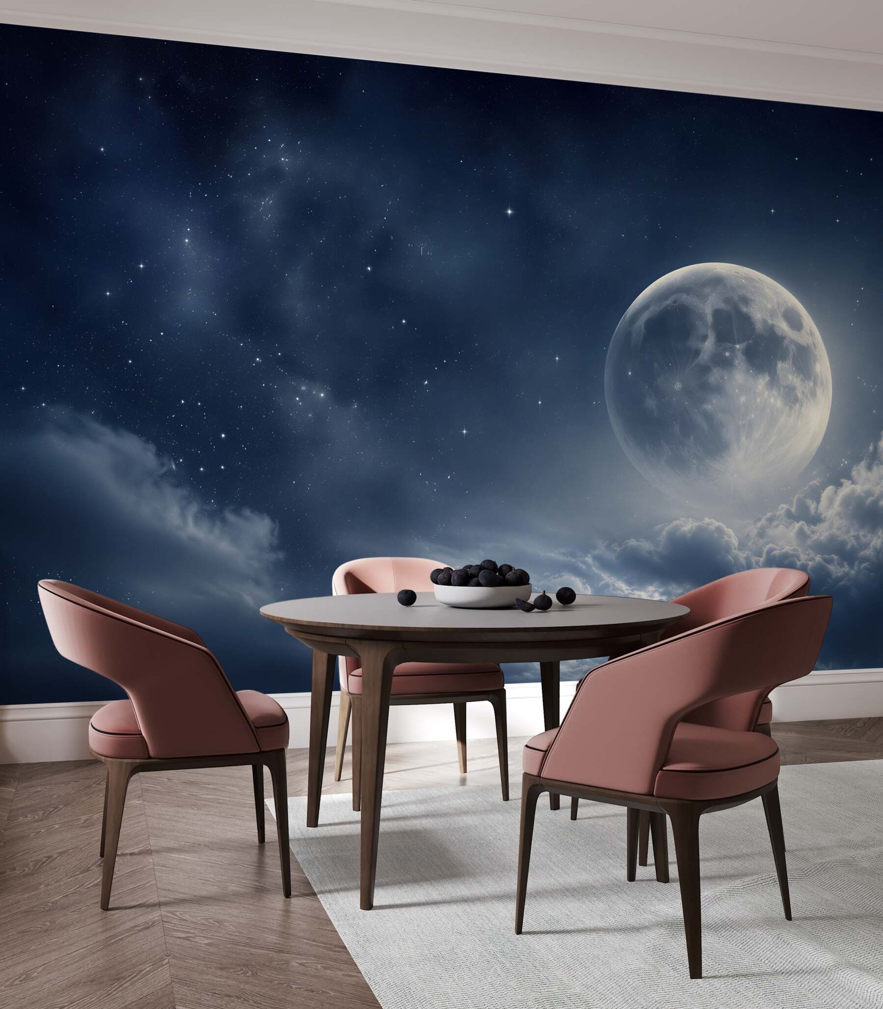 Papier peint gros plan de la lune parmi les étoiles