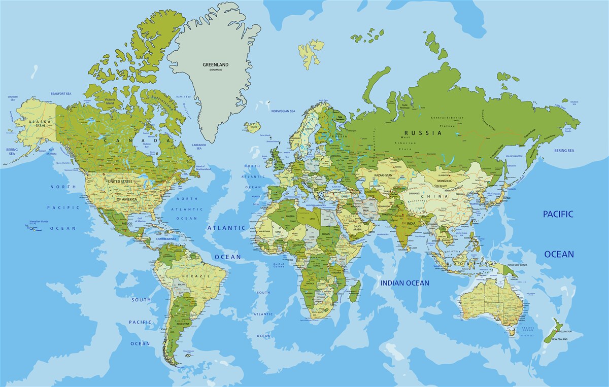 Papier peint carte classique du monde