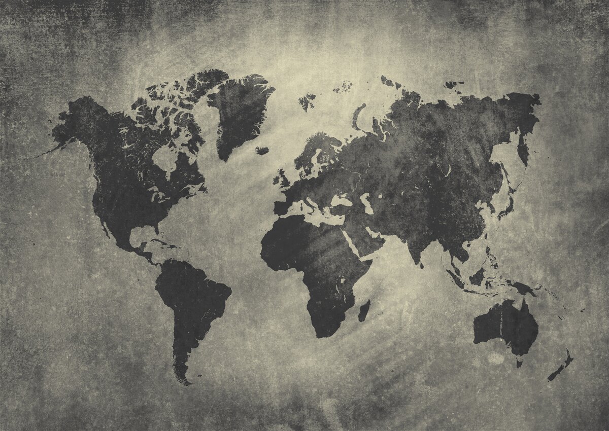Papier peint contours des pays sur un mur en ciment