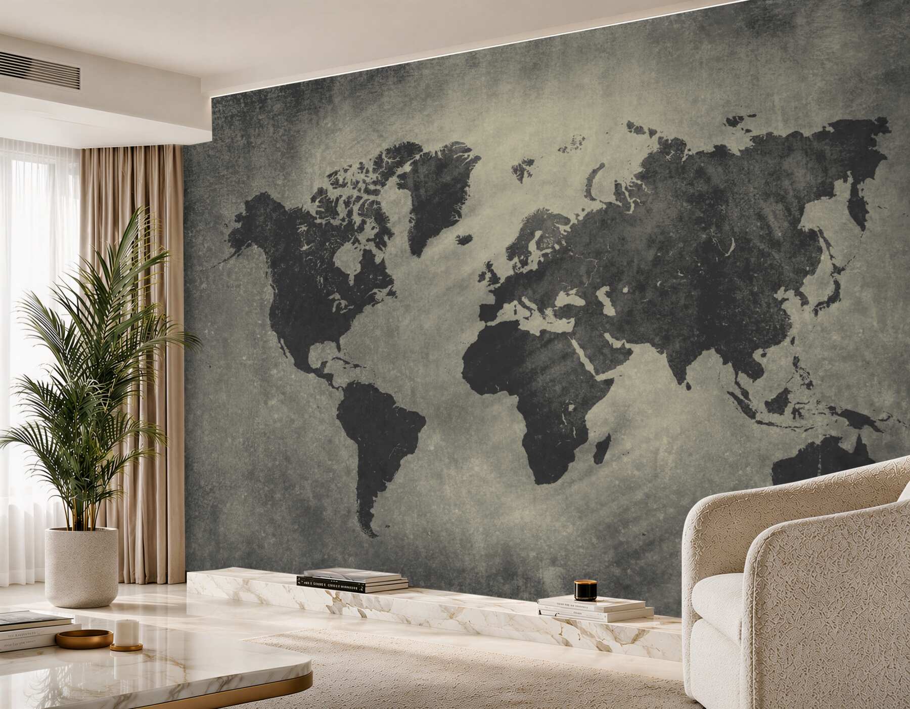 Papier peint contours des pays sur un mur en ciment