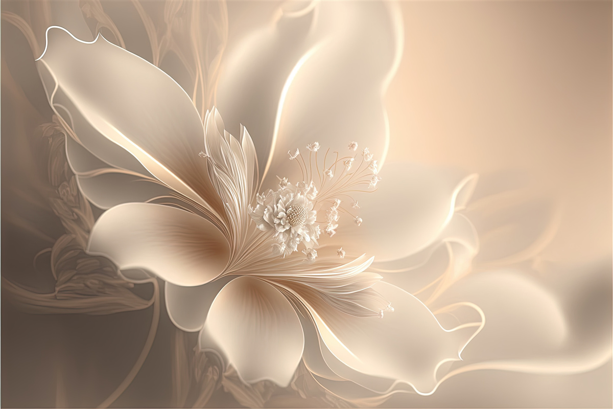 Papier peint délicate fleur blanche comme la neige