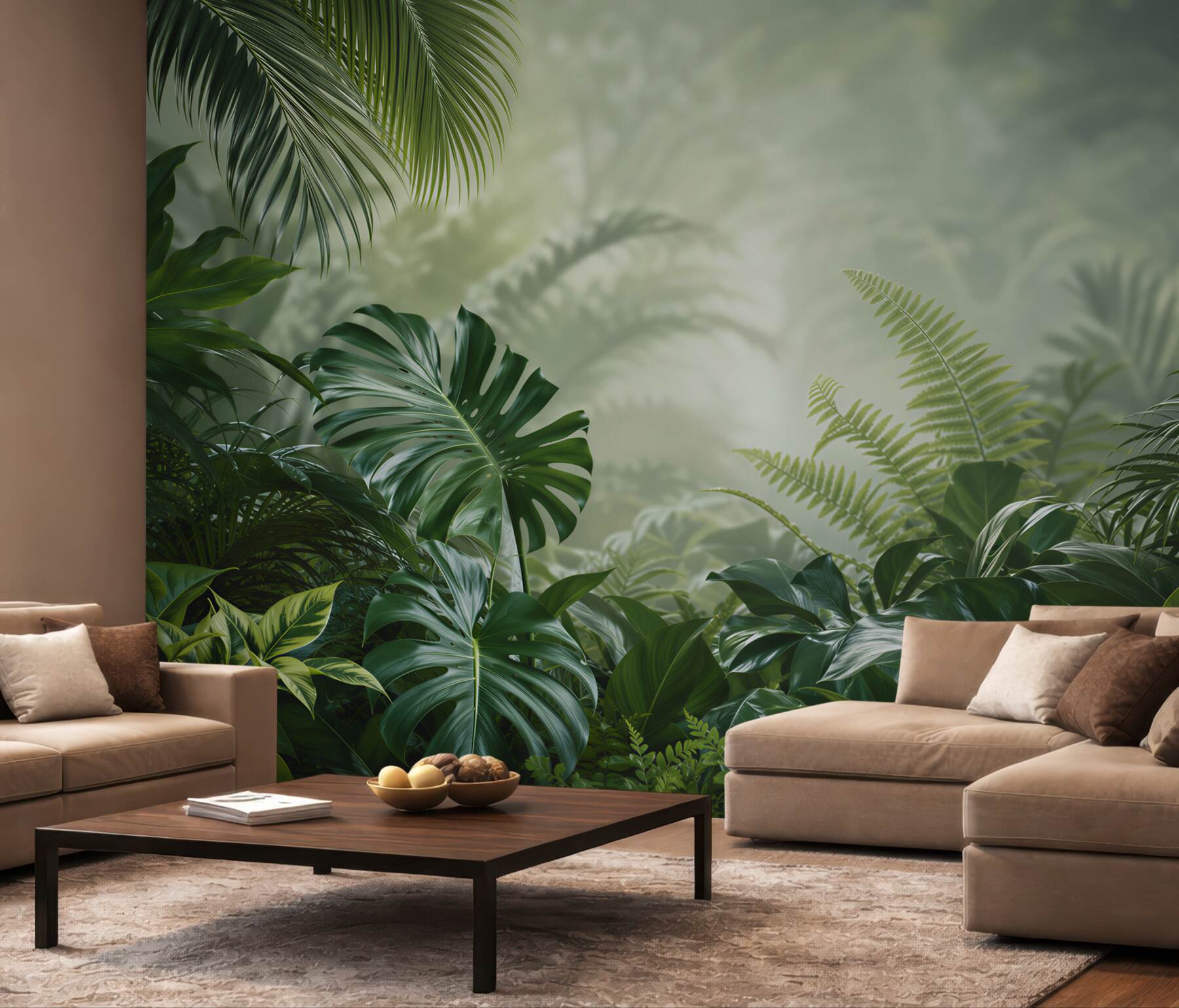 Papier peint végétation tropicale dense