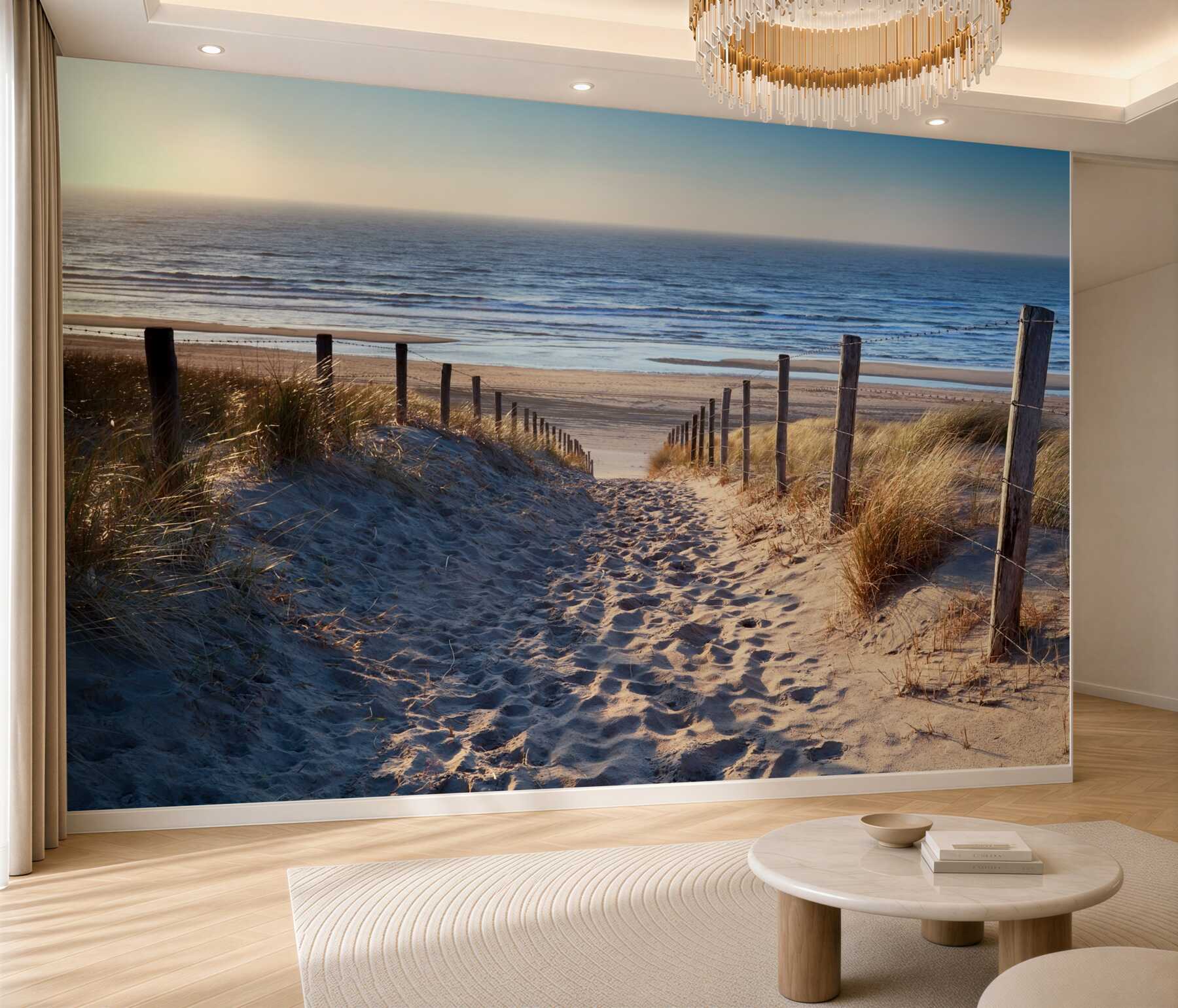 Papier peint plage de sable et mer calme