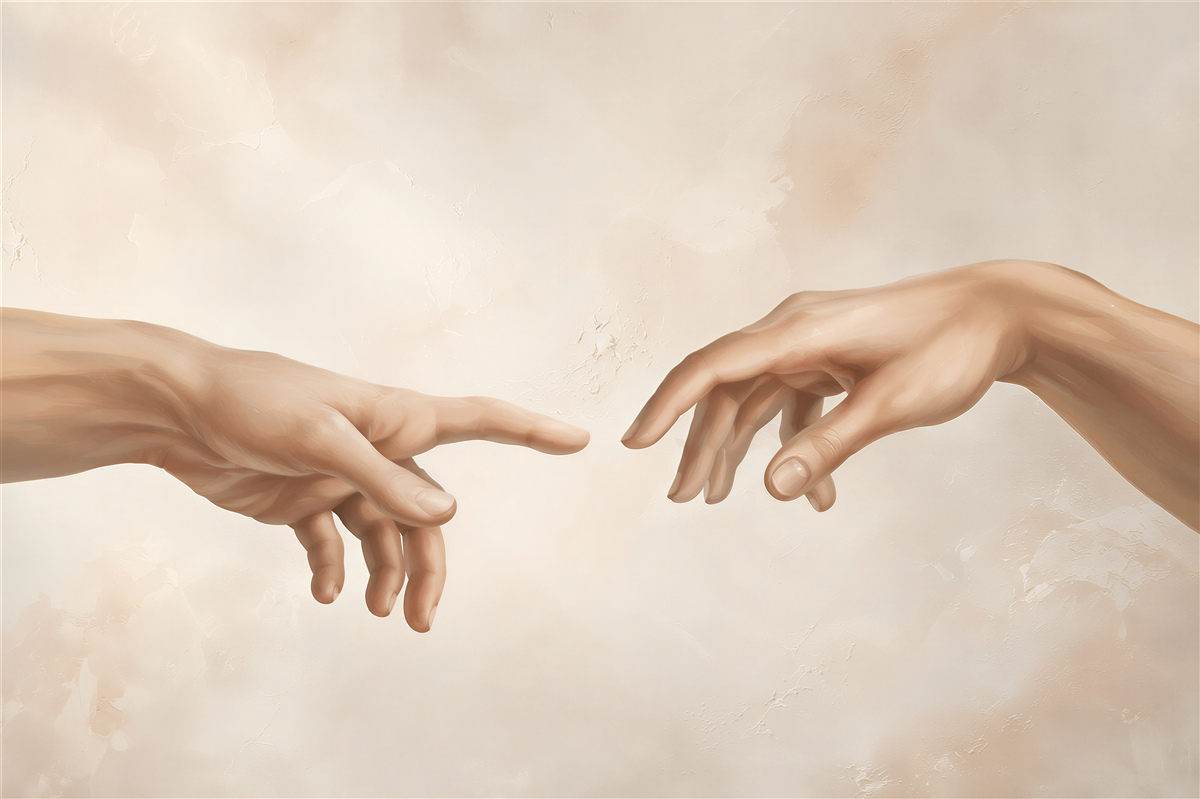 Papier peint bras tendus d'un homme et d'une femme