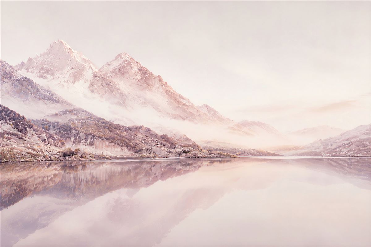 Papier peint hautes montagnes dans le reflet de l'eau