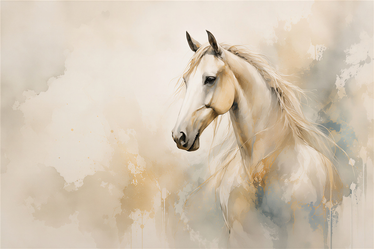 Papier peint beau cheval blanc avec une crinière