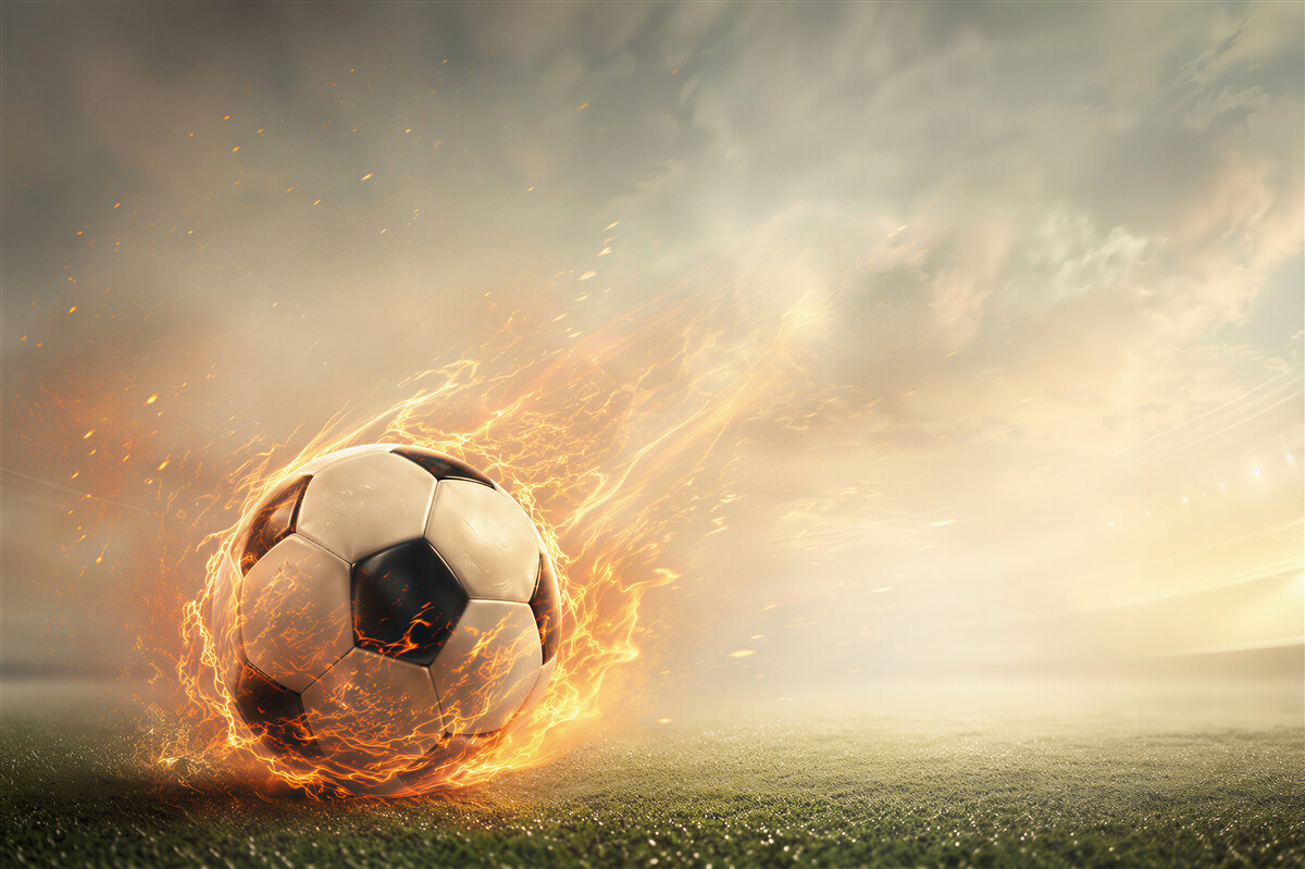 Papier peint ballon de football en feu