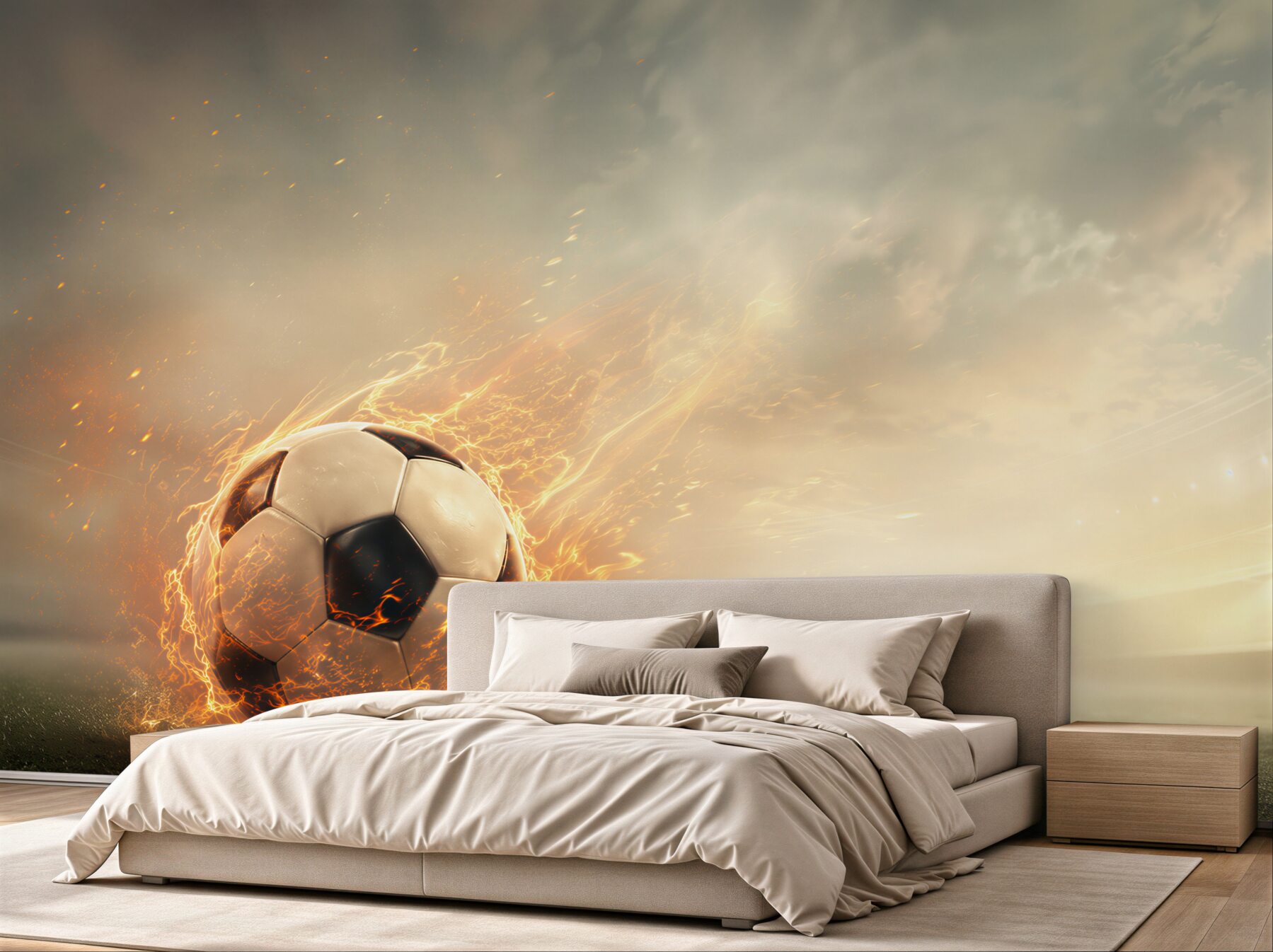Papier peint ballon de football en feu