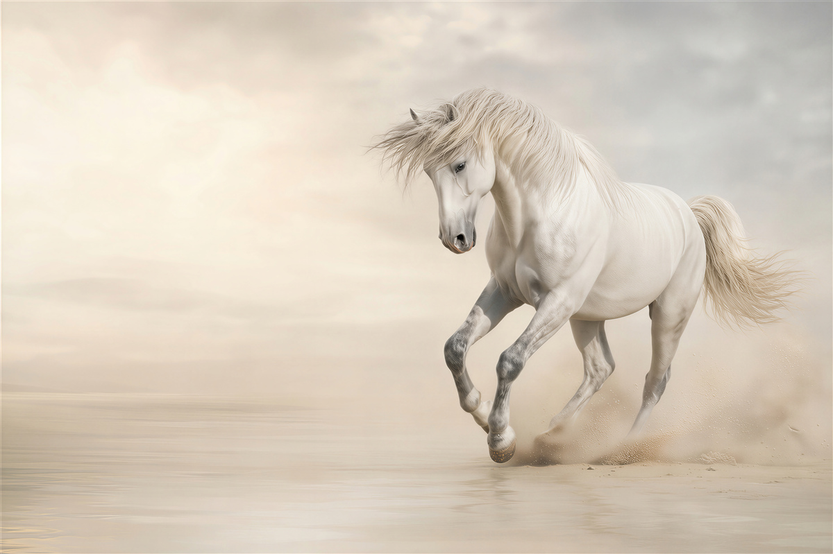 Papier peint cheval blanc a cessé de courir