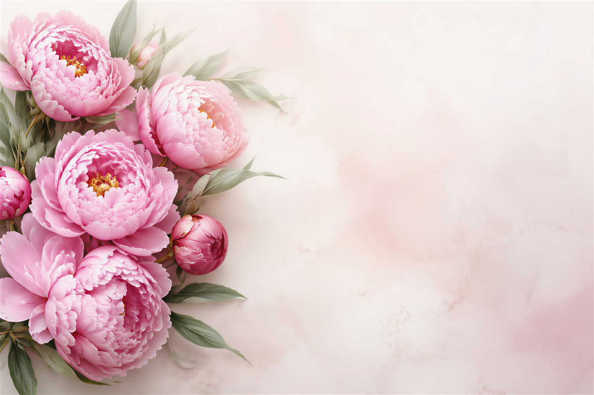 Papier peint gros boutons de pivoines roses