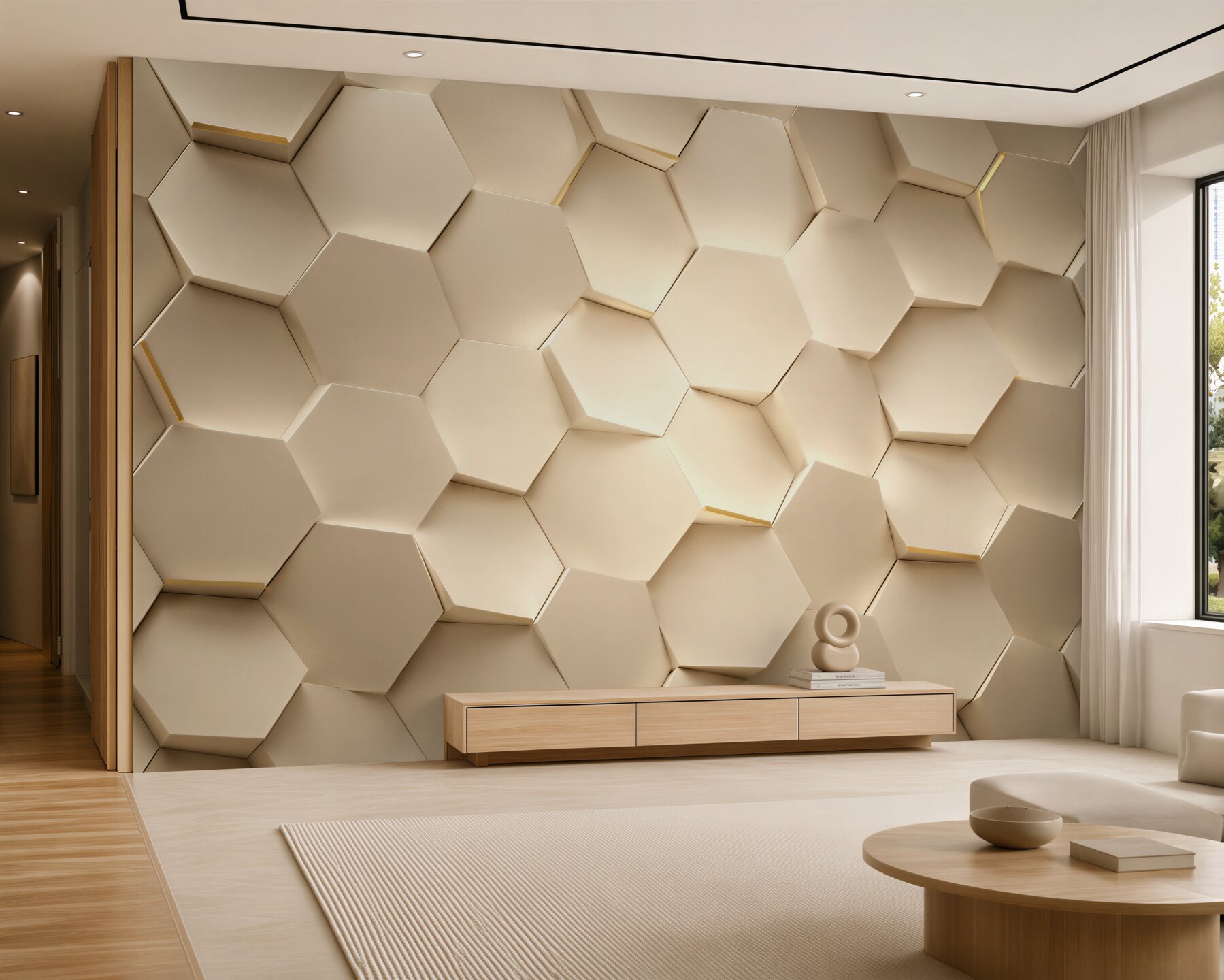 Papier peint hexagones tournant dans différentes directions