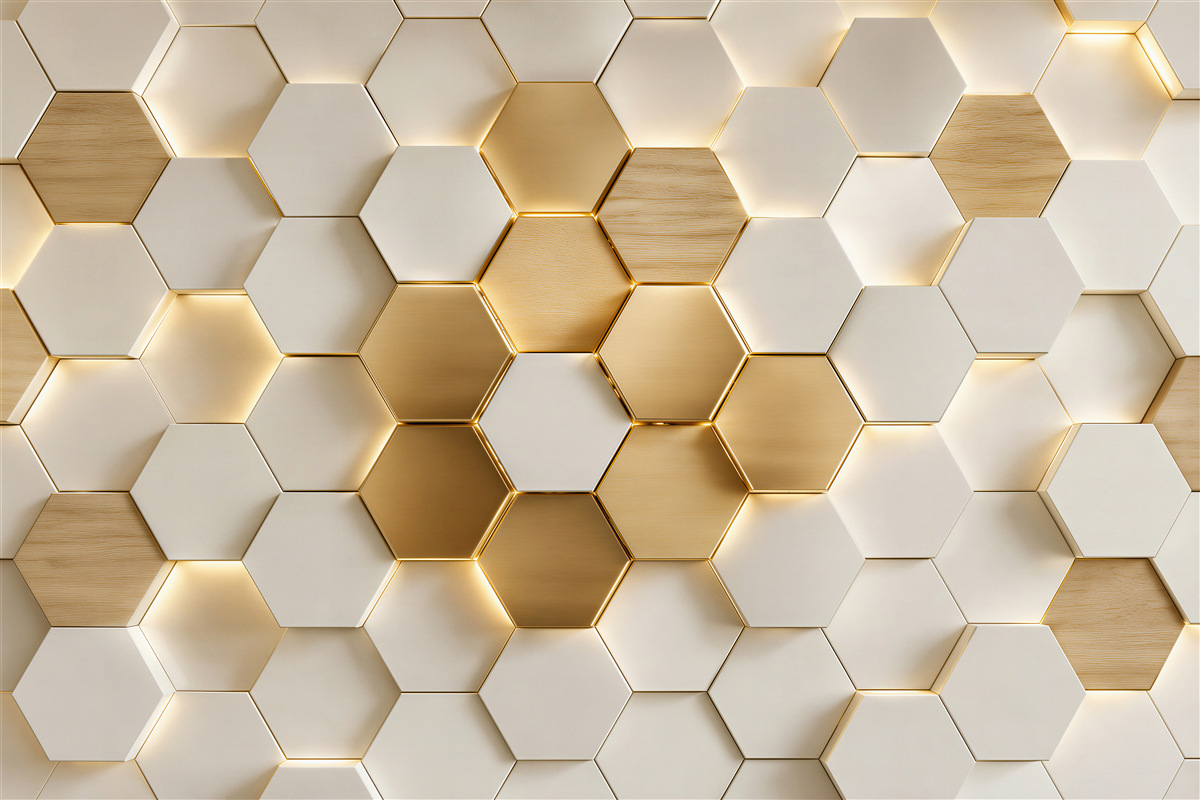 Papier peint hexagones légers avec différentes garnitures
