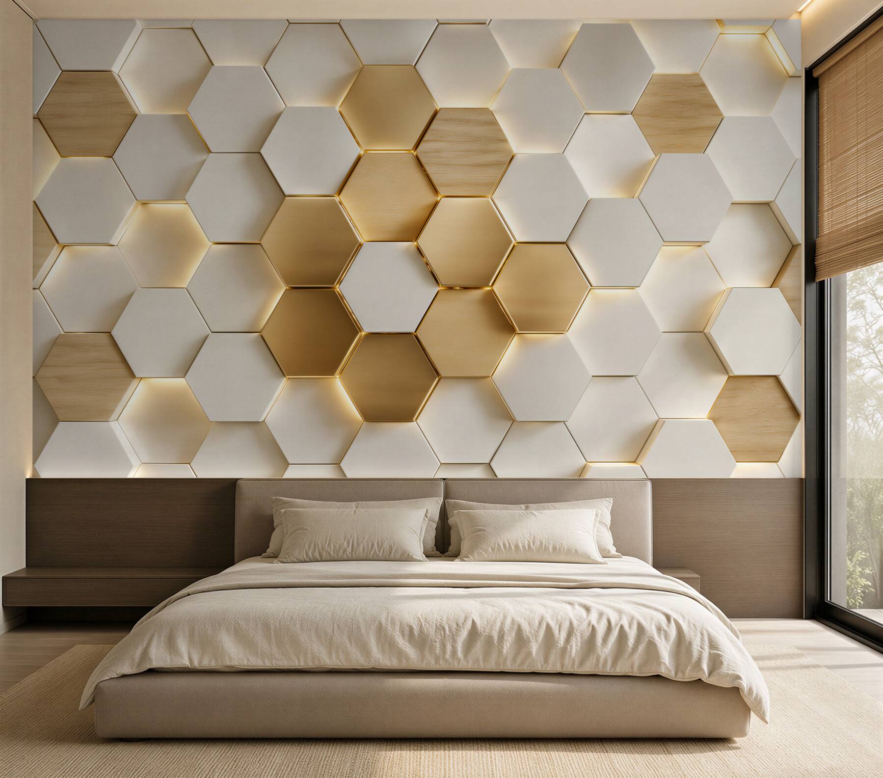 Papier peint hexagones légers avec différentes garnitures