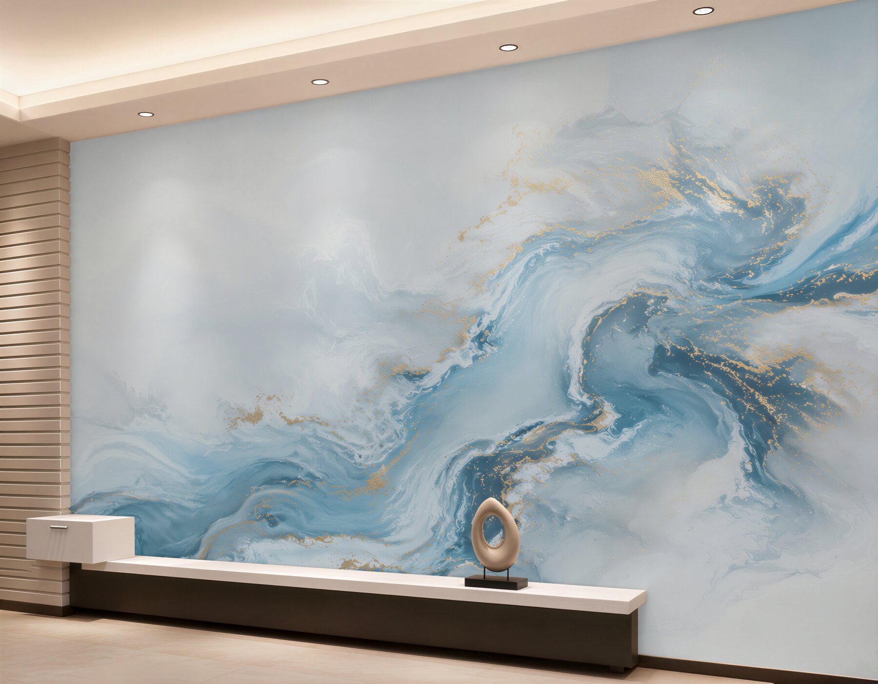 Papier peint liquide turquoise et bleu