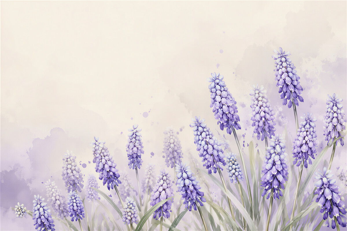 Papier peint champ de belles fleurs violettes
