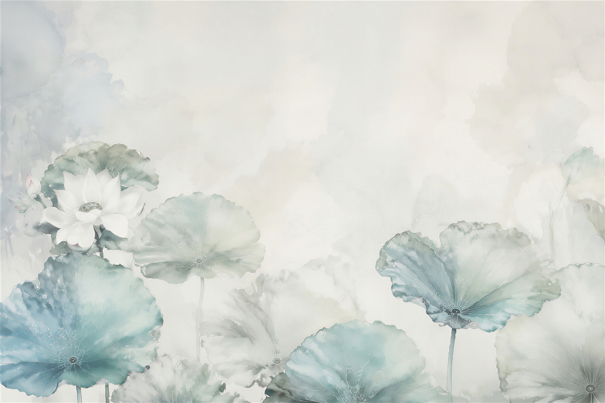 Papier peint empreinte de plantes dans la brume