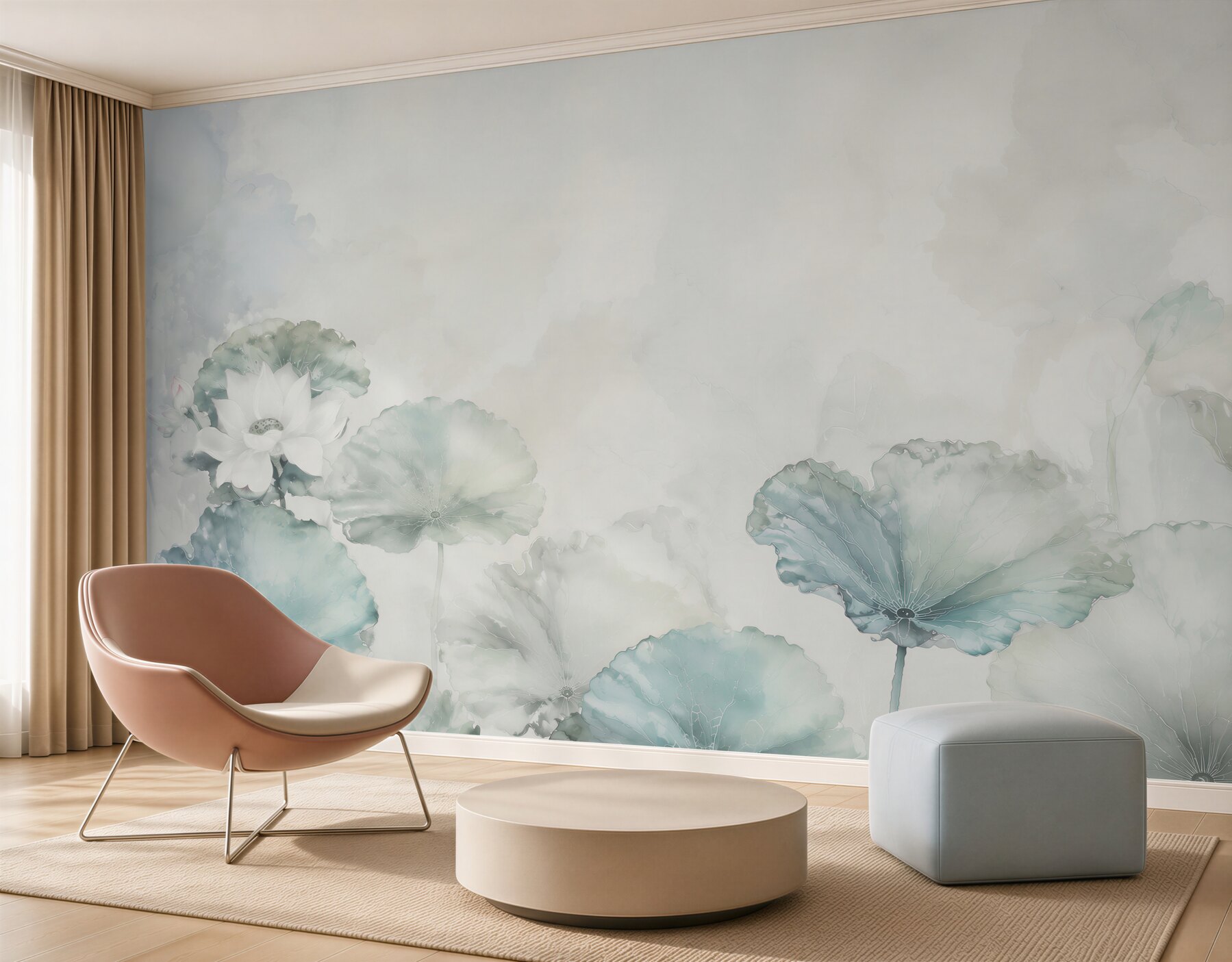 Papier peint empreinte de plantes dans la brume