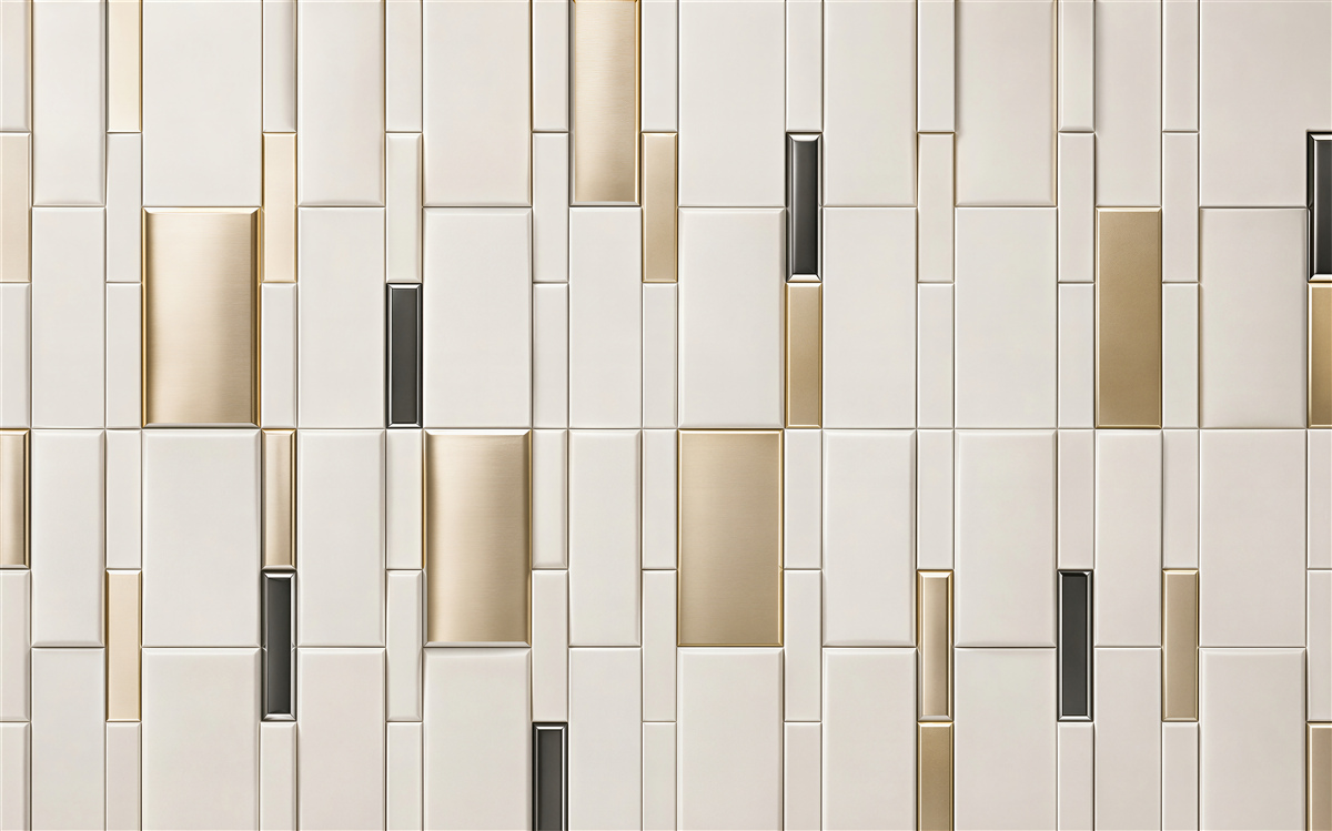 Papier peint carreaux brillants avec accents dorés