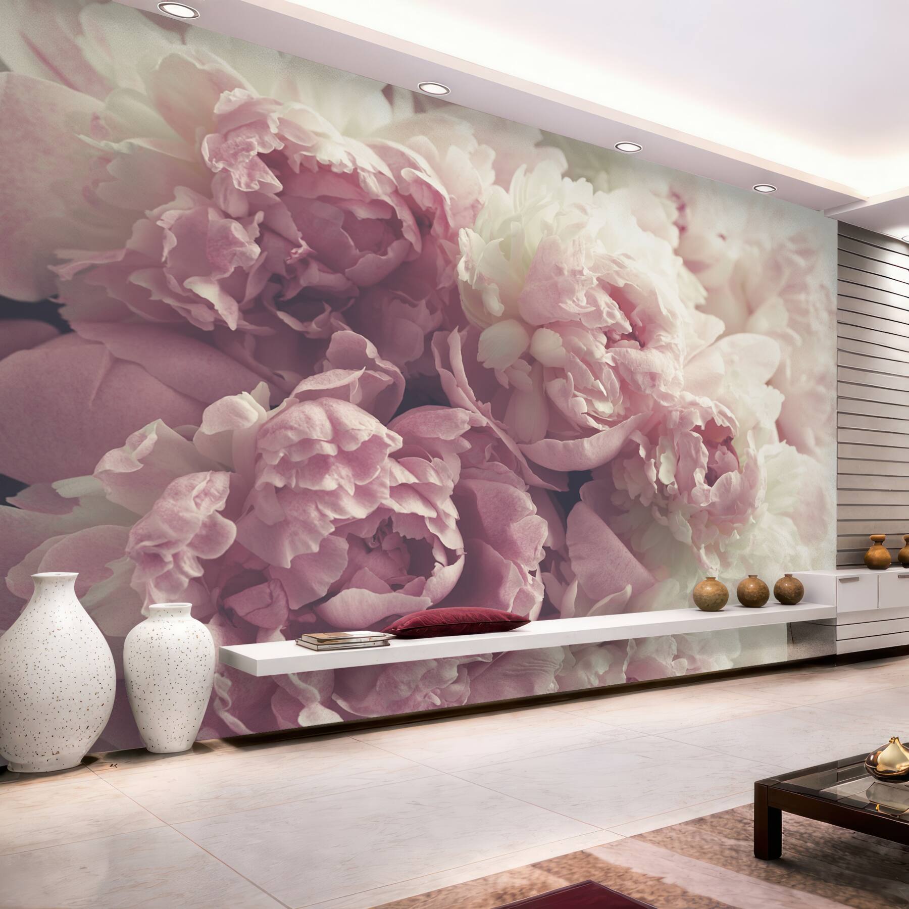 Papier peint grandes pivoines roses