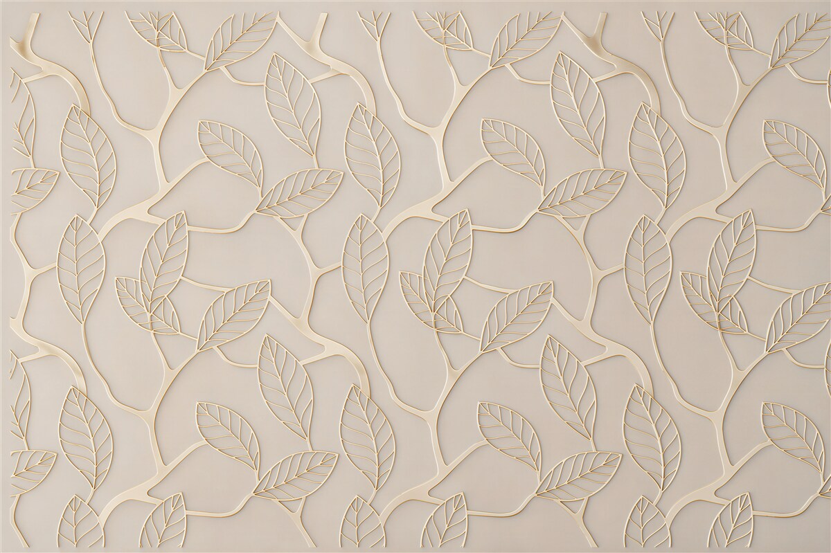 Papier peint branches et feuilles dorées