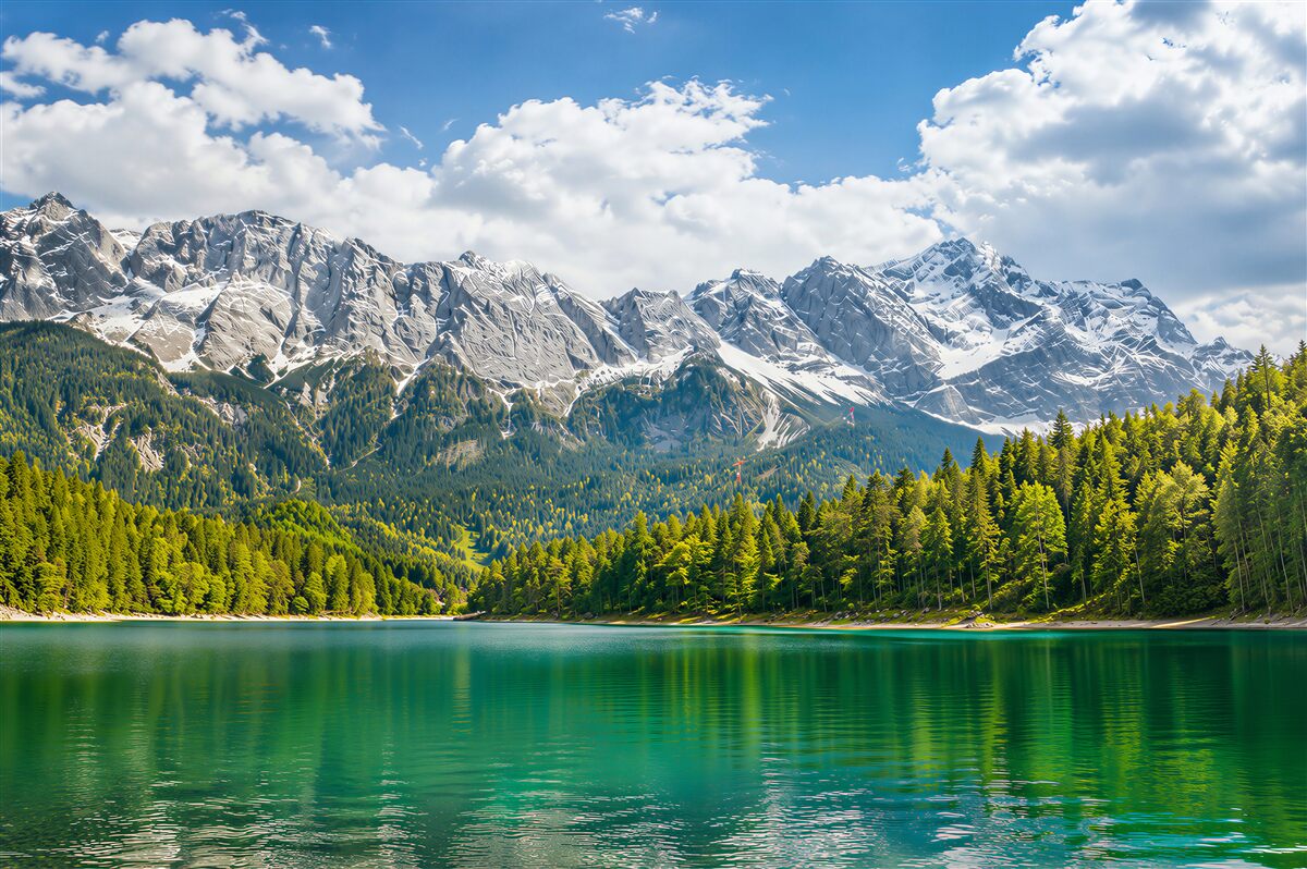 Papier peint vue incroyable sur la rivière et les montagnes