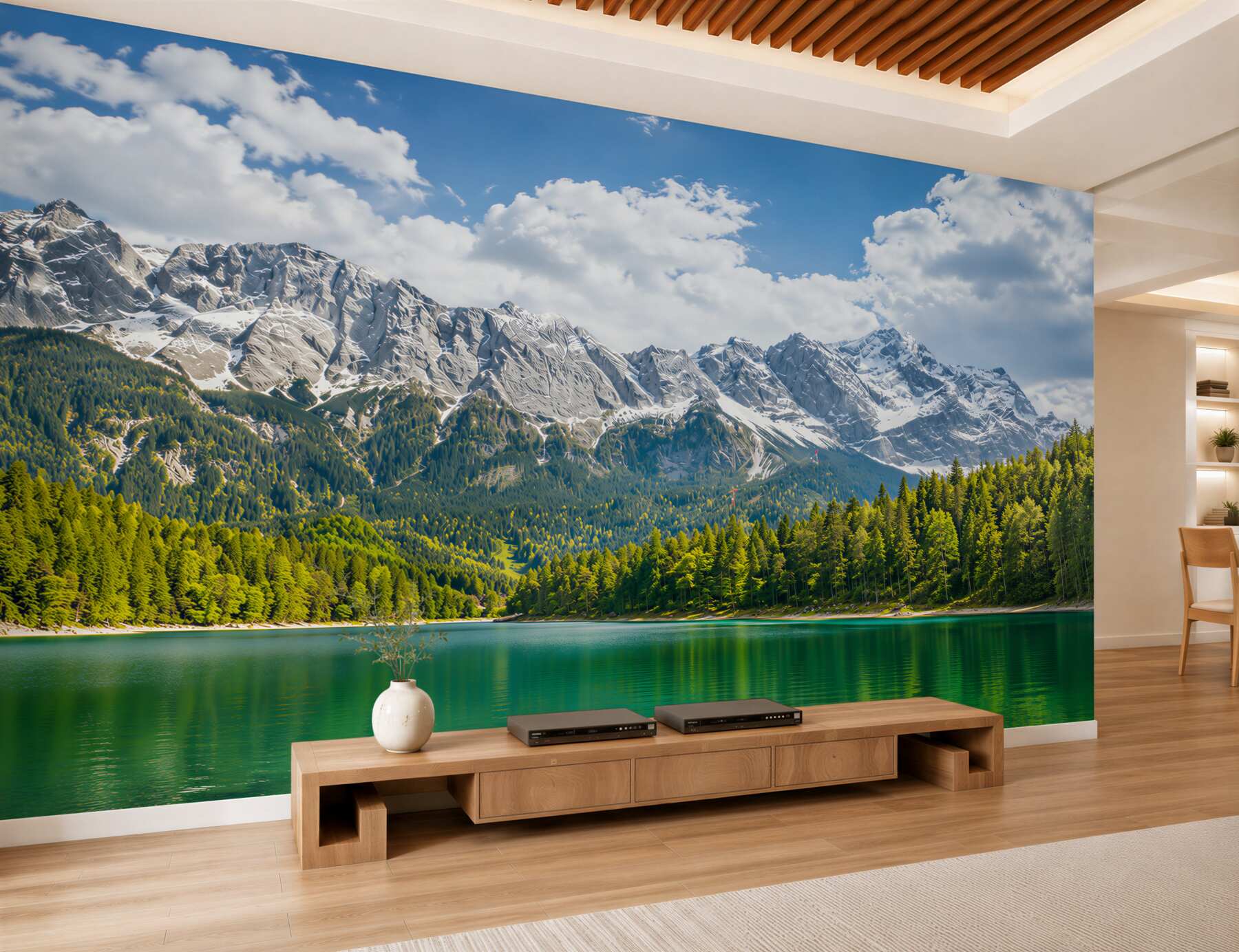 Papier peint vue incroyable sur la rivière et les montagnes