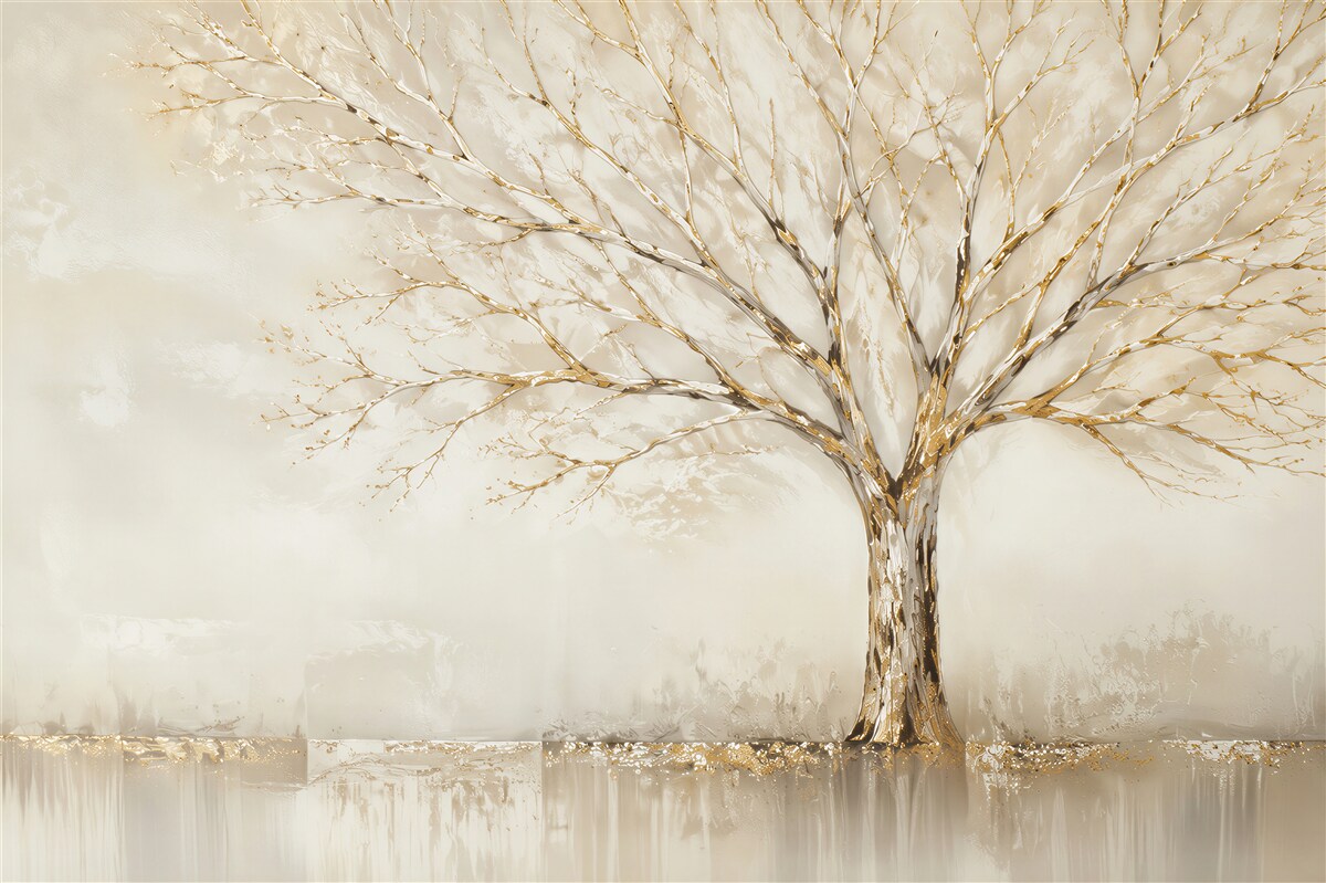 Papier peint arbre nu en or