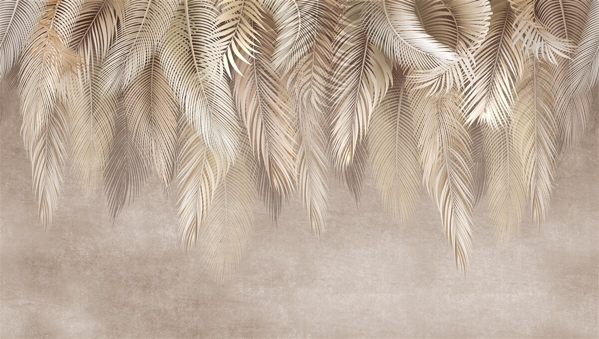 Papier peint de nombreuses plumes dorées