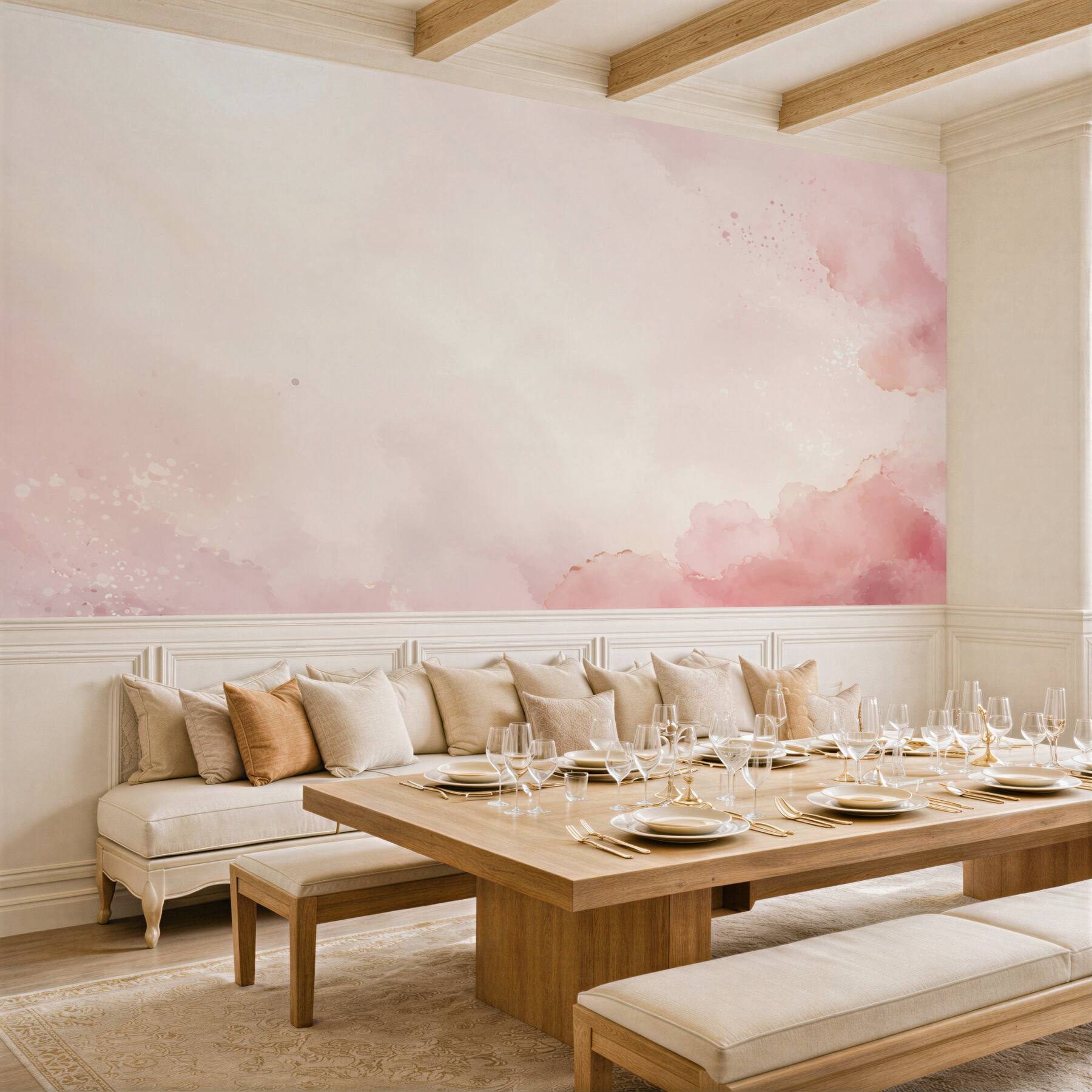 Papier peint fond aquarelle rose délicat