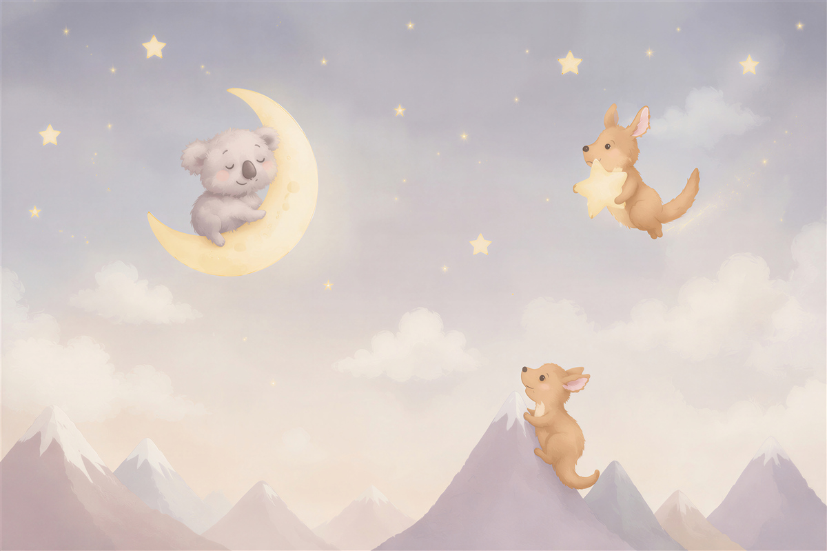 Papier peint animaux avec étoiles et lune