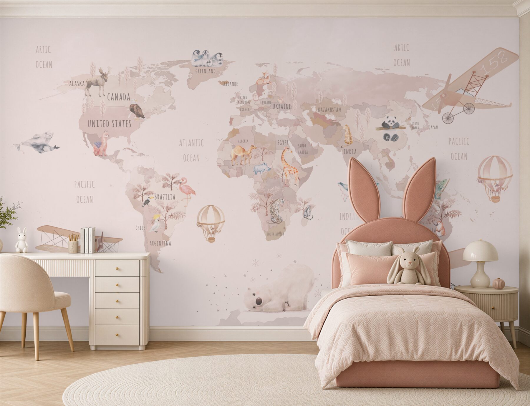 Papier peint carte du monde pâle