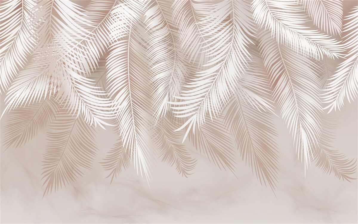 Papier peint branches de palmier beiges