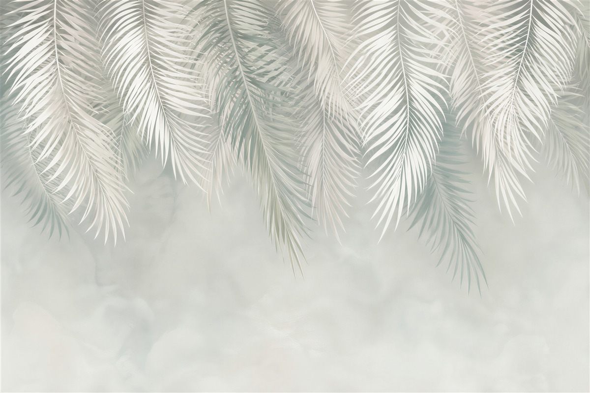 Papier peint feuilles de palmier comme des plumes