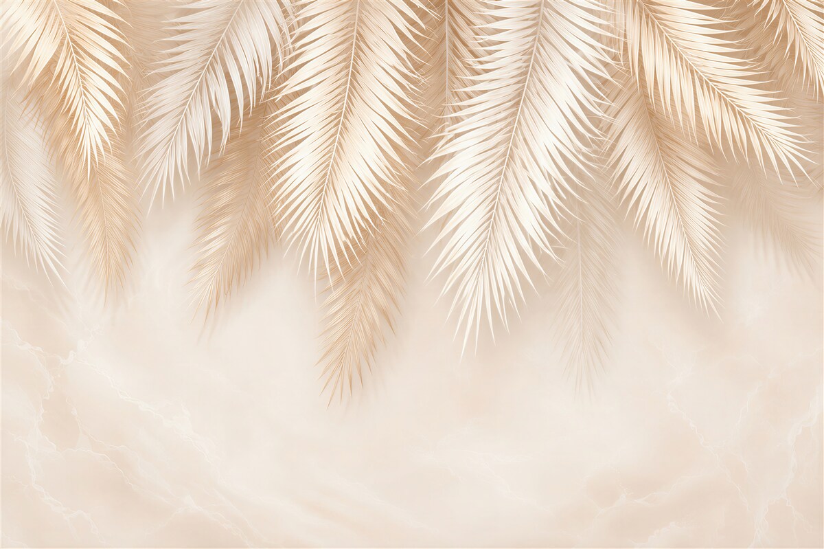 Papier peint feuilles de palmier blanches suspendues