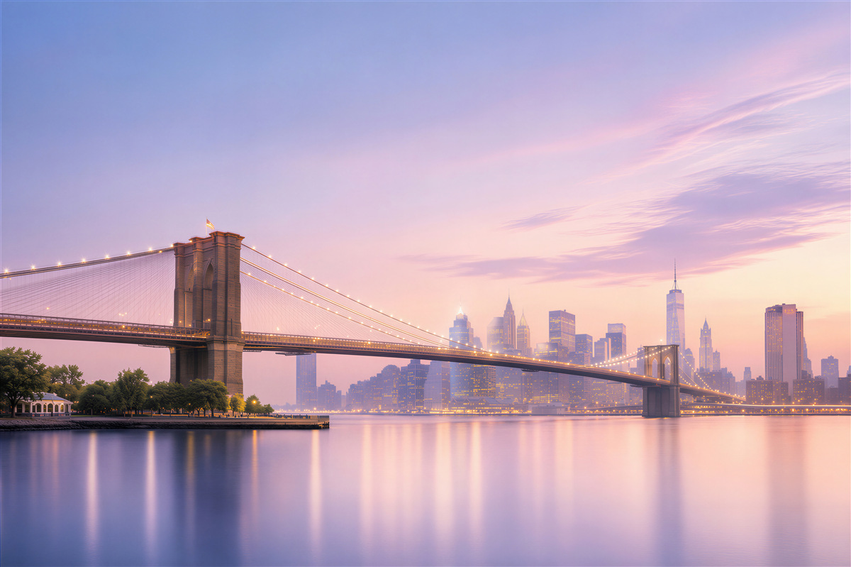 Papier peint panorama nocturne de Manhattan