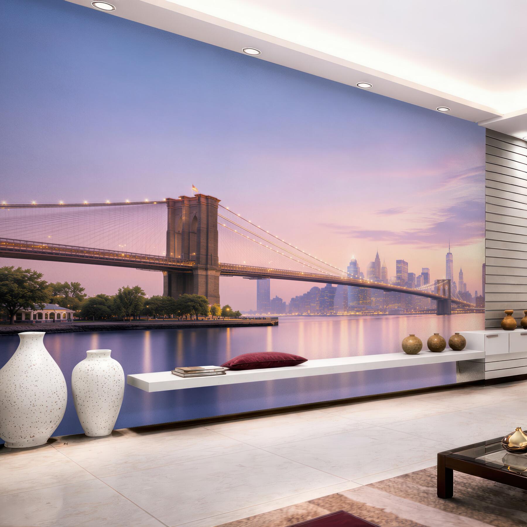 Papier peint panorama nocturne de Manhattan