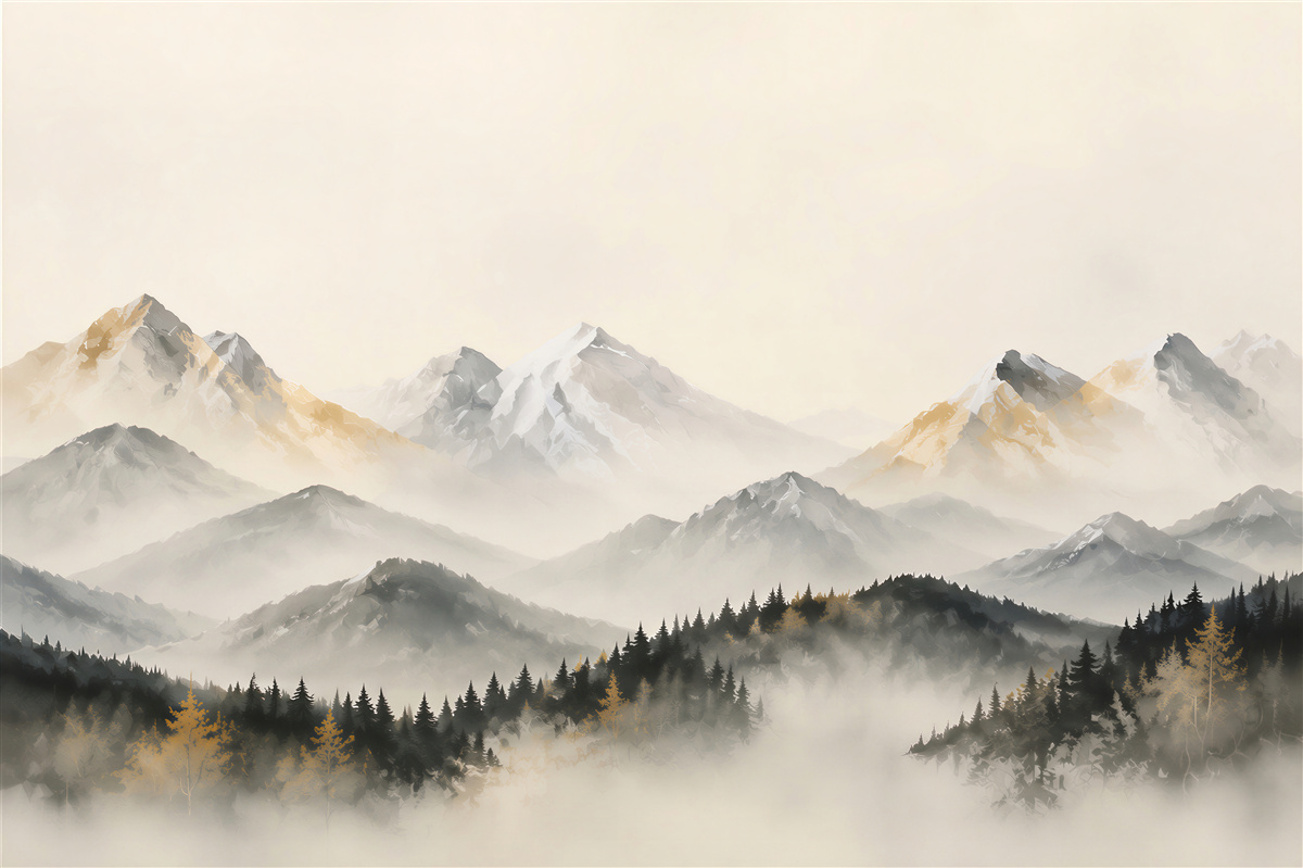 Papier peint Montagnes dans le brouillard