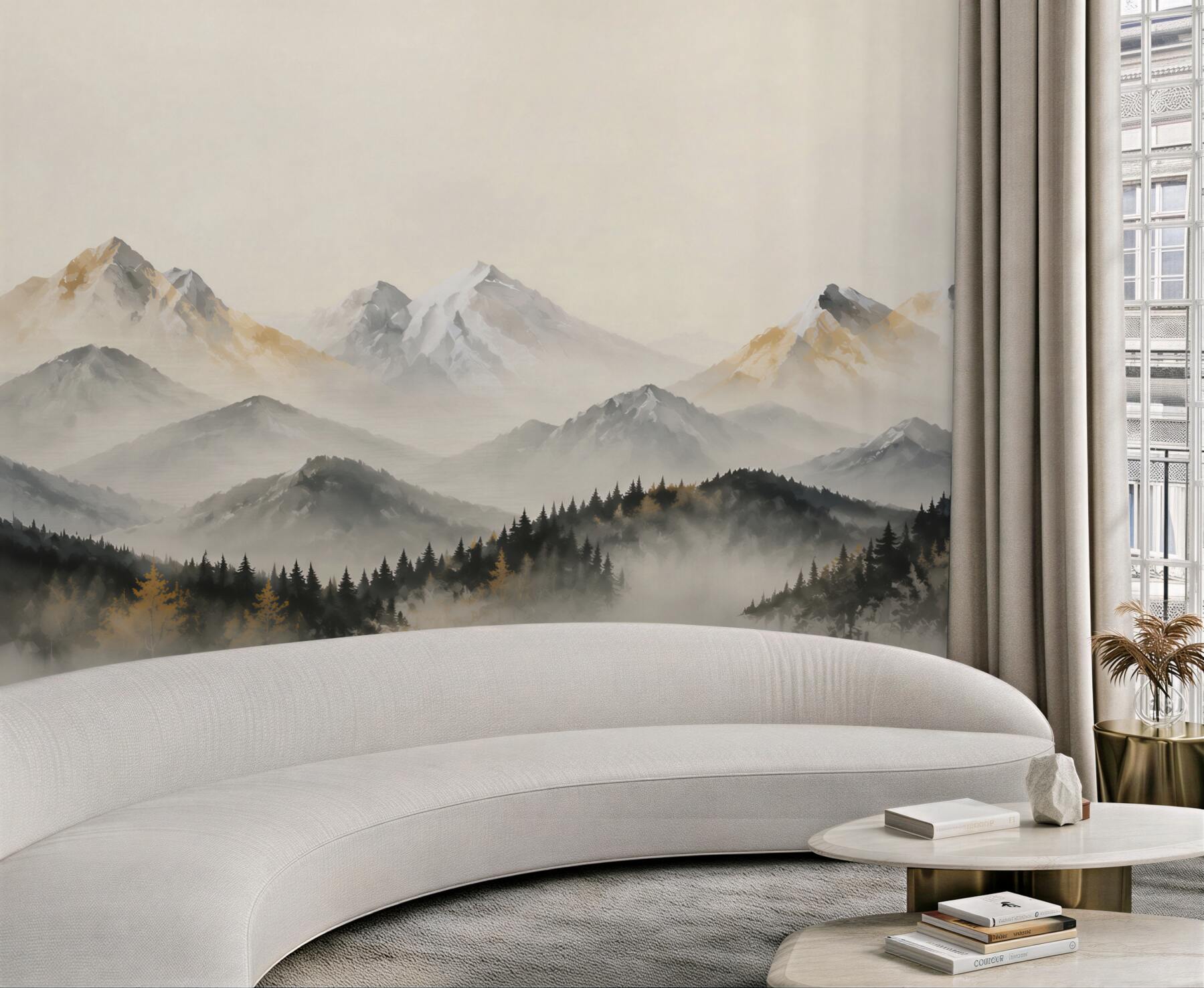 Papier peint Montagnes dans le brouillard