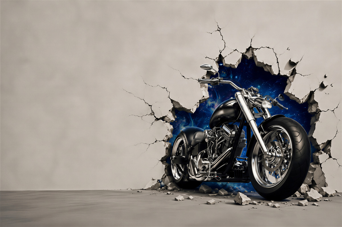 Papier peint moto noire peinte sur le mur