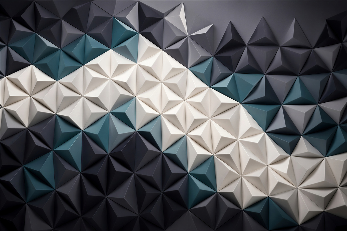 Papier peint triangles blancs et émeraude volumétriques