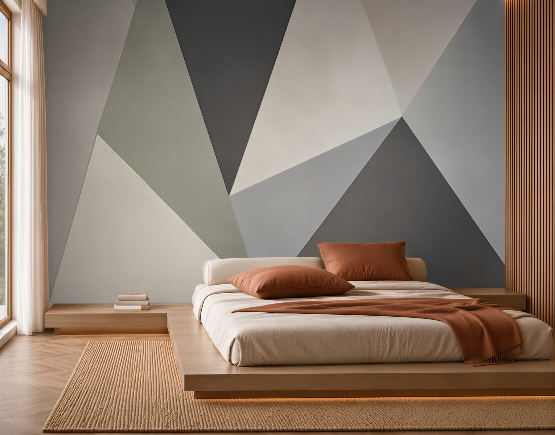 Papier peint triangles gris clairs et foncés
