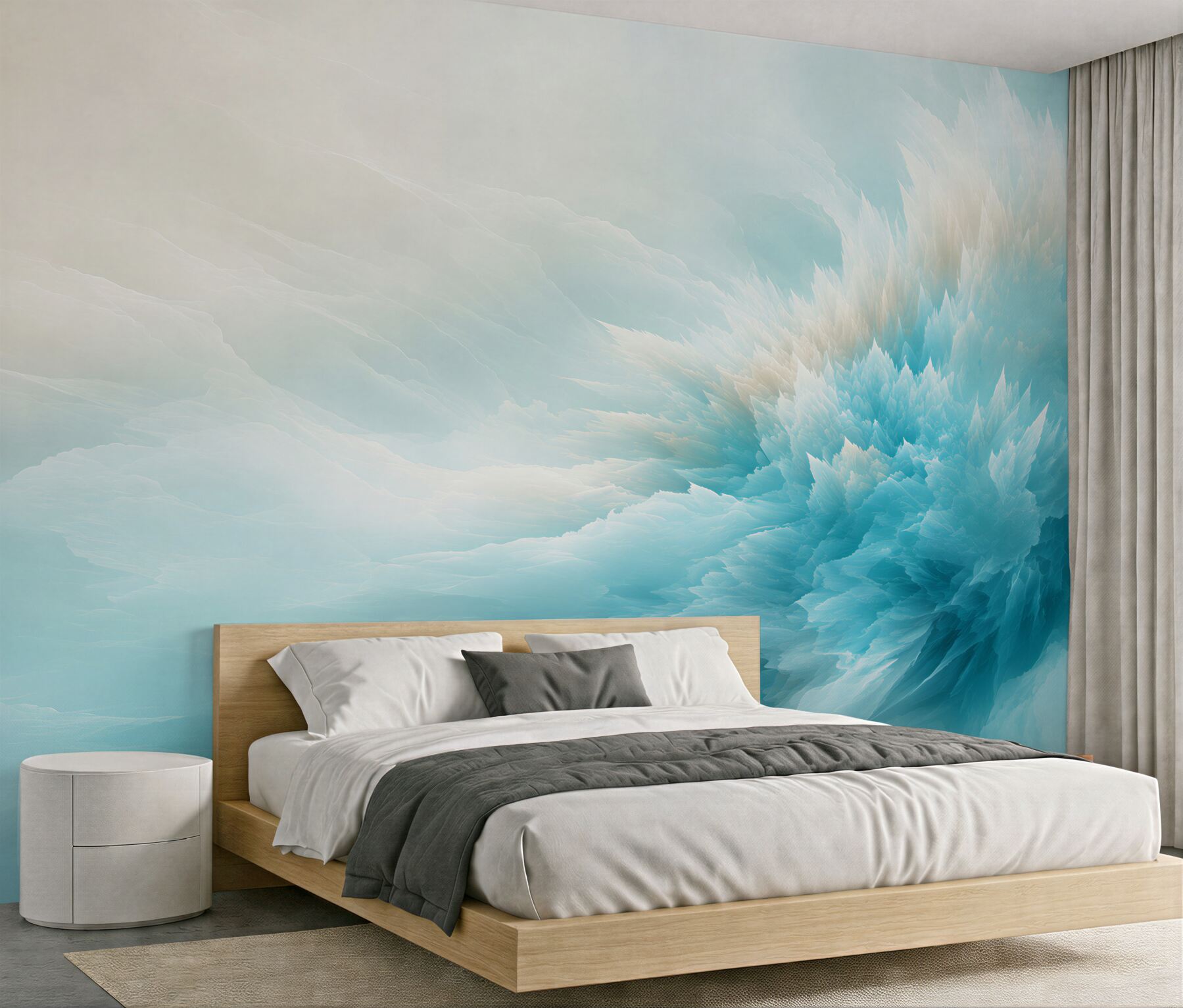 Papier peint touche de peinture turquoise claire